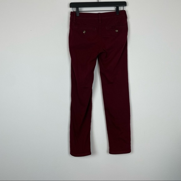 American Eagle SZ 0 Short Burgundy Super Stretch Skinny Ankle Mid Rise - Picture 2 of 5
